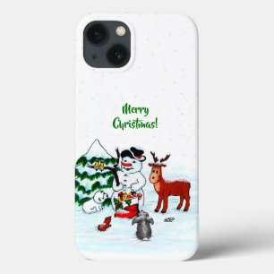 Merry Christmas! Snowman with Friends iPhone 13 Case