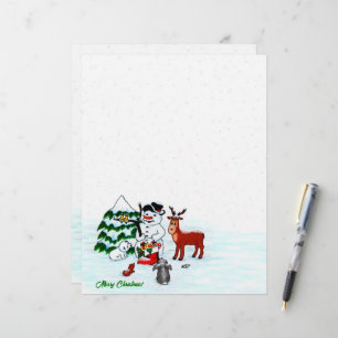 Merry Christmas! Snowman with Friends Custom Letterhead