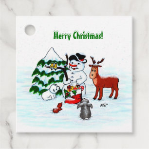 Merry Christmas! Snowman with Friends Favour Tags