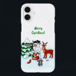 Merry Christmas! Snowman with Friends iPhone 16 Plus Case<br><div class="desc">Merry Christmas! Snowman with Friends - Baby Polar Bear,  Birds,  Moose,  Rabbit,    ~~~ coloured pencil drawing by Krisi ArtKSZP ~~~ Store Category >>> Merry Christmas for Kids >>> Snowman with Friends</div>
