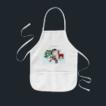 Merry Christmas! Snowman with Friends Kids Apron<br><div class="desc">Merry Christmas! Snowman with Friends - Baby Polar Bear,  Birds,  Moose,  Rabbit,    ~~~ coloured pencil drawing by Krisi ArtKSZP ~~~ Store Category >>> Merry Christmas for Kids >>> Snowman with Friends</div>