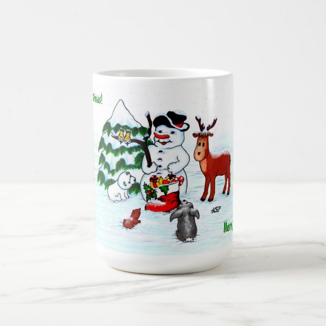 Merry Christmas! Snowman with Friends Magic Mug (Center)