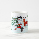 Merry Christmas! Snowman with Friends Magic Mug<br><div class="desc">Merry Christmas! Snowman with Friends - Baby Polar Bear,  Birds,  Moose,  Rabbit,    ~~~ coloured pencil drawing by Krisi ArtKSZP ~~~ Store Category >>> Merry Christmas for Kids >>> Snowman with Friends</div>