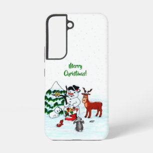 Merry Christmas! Snowman with Friends Samsung Galaxy Case