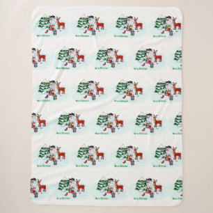 Merry Christmas! Snowman with Friends Sherpa Blanket