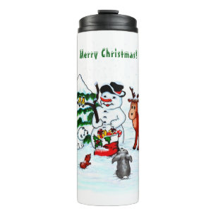 Merry Christmas! Snowman with Friends Thermal Tumbler