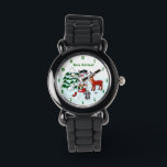 Merry Christmas! Snowman with Friends Watch<br><div class="desc">Merry Christmas! Snowman with Friends - Baby Polar Bear,  Birds,  Moose,  Rabbit,    ~~~ coloured pencil drawing by Krisi ArtKSZP ~~~ Store Category >>> Merry Christmas for Kids >>> Snowman with Friends</div>