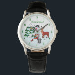 Merry Christmas! Snowman with Friends Watch<br><div class="desc">Merry Christmas! Snowman with Friends - Baby Polar Bear,  Birds,  Moose,  Rabbit,    ~~~ coloured pencil drawing by Krisi ArtKSZP ~~~ Store Category >>> Merry Christmas for Kids >>> Snowman with Friends</div>