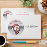 Merry Christmas, snowman with knitted clothes Envelope<br><div class="desc">A beautiful little snowman wearing white and red knitted clothes on a shining grey circle paper . 
Perfect to wish merry Christmas to your loved ones.
Recipient and sender address to customise.</div>