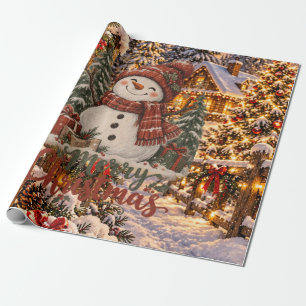 Merry Christmas Snowman Wrapping Paper