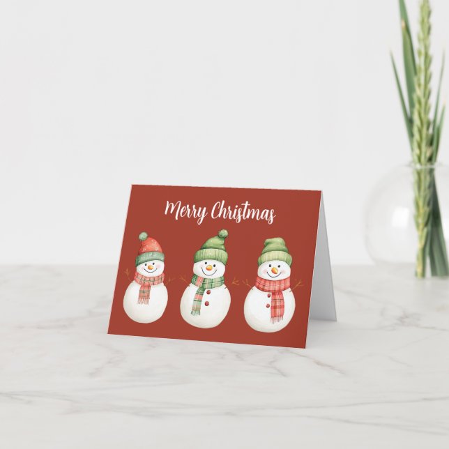Merry Christmas Snowmen Card (Front)