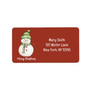 Merry Christmas Snowmen Label
