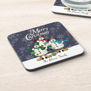 Merry Christmas Snowmen Pals   Christmas Coaster