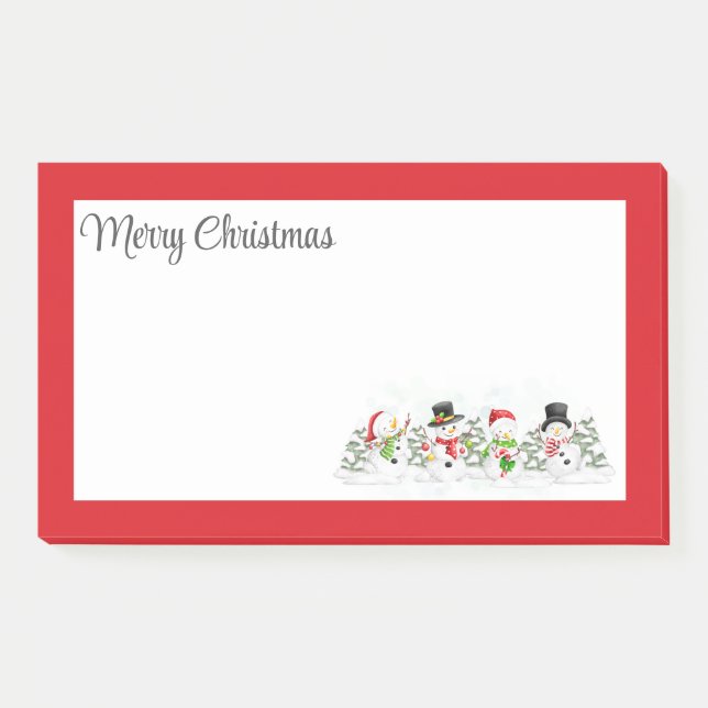 Merry Christmas Snowmen Post-it Notes (Front)