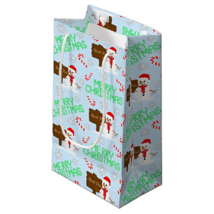 Merry Christmas Snowmen Small Gift Bag
