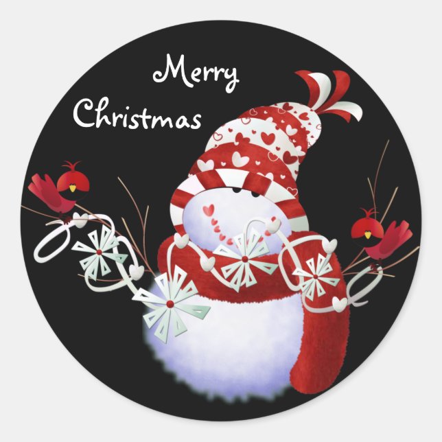 Merry Christmas Snowmen Stickers (Front)