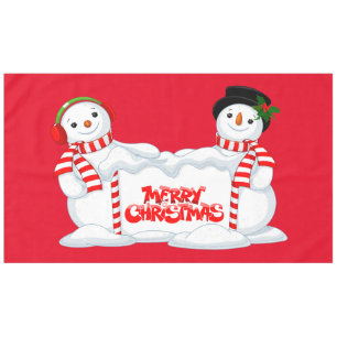 Merry Christmas Snowmen Tablecloth