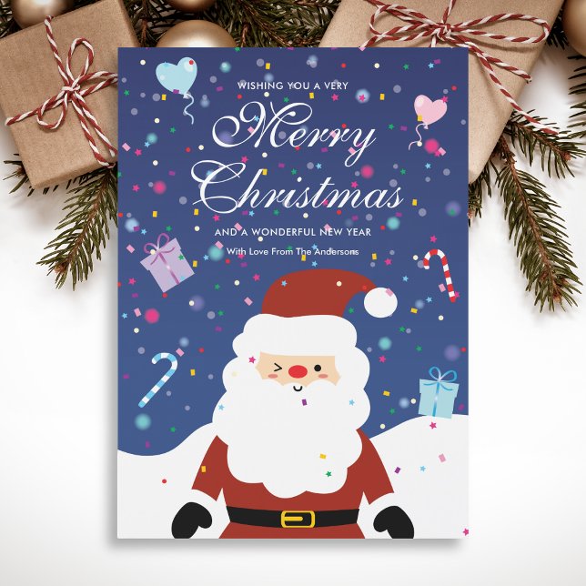 Merry Christmas Snowy Cute Santa Holiday Card (Creator Uploaded)