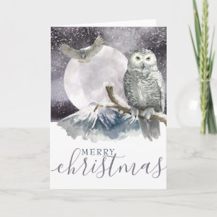Merry Christmas Snowy Owl Personalised Holiday Card