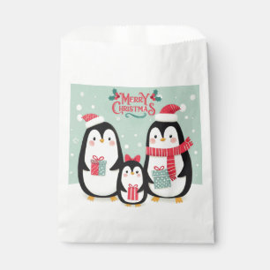 Merry Christmas snowy penguins Favour Bag