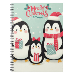Merry Christmas snowy penguins Notebook
