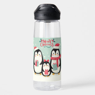 Merry Christmas snowy penguins Water Bottle