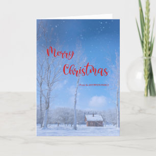 Merry Christmas Snowy Winter Cabin Dreamy Holiday Card