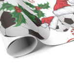 Merry Christmas Soccer Ball   Santa Wrapping Paper<br><div class="desc">Sports Lovers Christmas - Soccer Ball with Santa Cap  decorated with Holly and Candy Canes  - Custom Christmas messages  _ We chose Merry Christmas and Ho Ho Ho   in red and green - you can change the text</div>