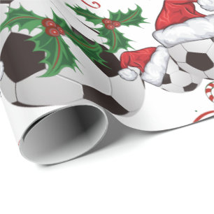 Merry Christmas Soccer Ball   Santa Wrapping Paper