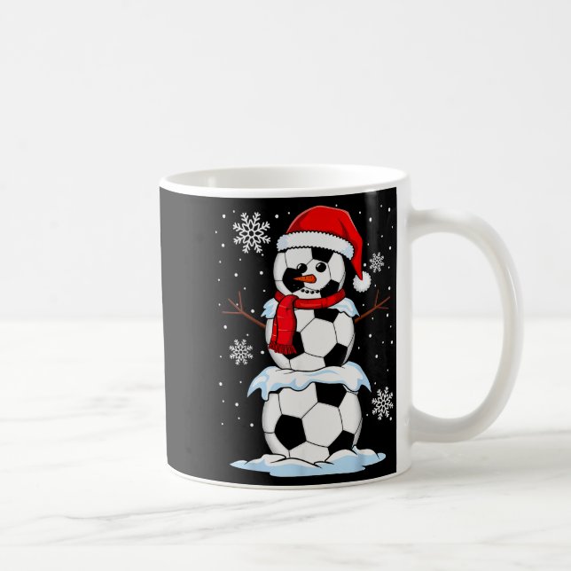 Merry Christmas Soccer Snowman Holiday Srts Xmas P Coffee Mug (Right)