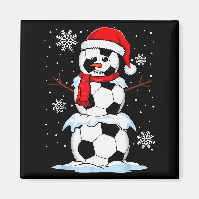 Merry Christmas Soccer Snowman Holiday Srts Xmas P Magnet (Front)