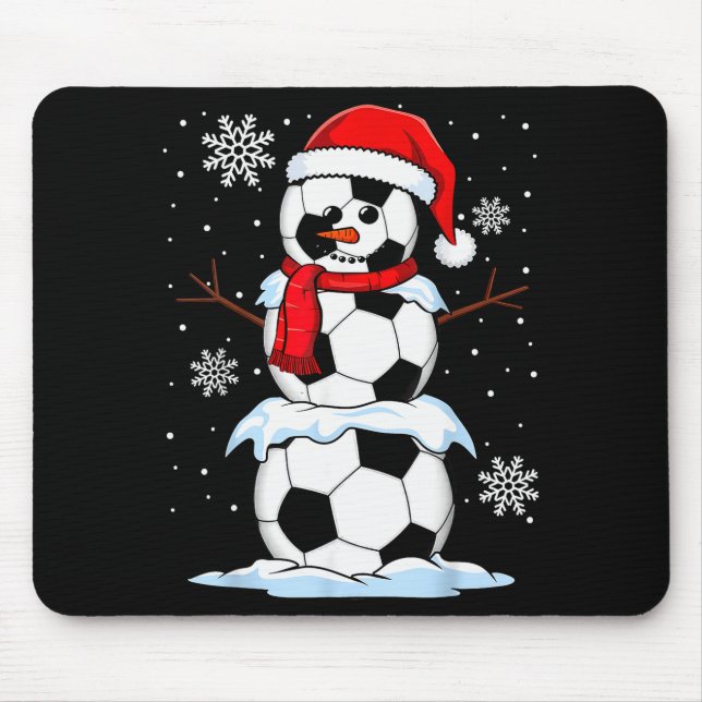 Merry Christmas Soccer Snowman Holiday Srts Xmas P Mouse Pad (Front)