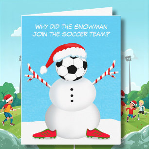 Merry Christmas Soccer Snowman Joke Card