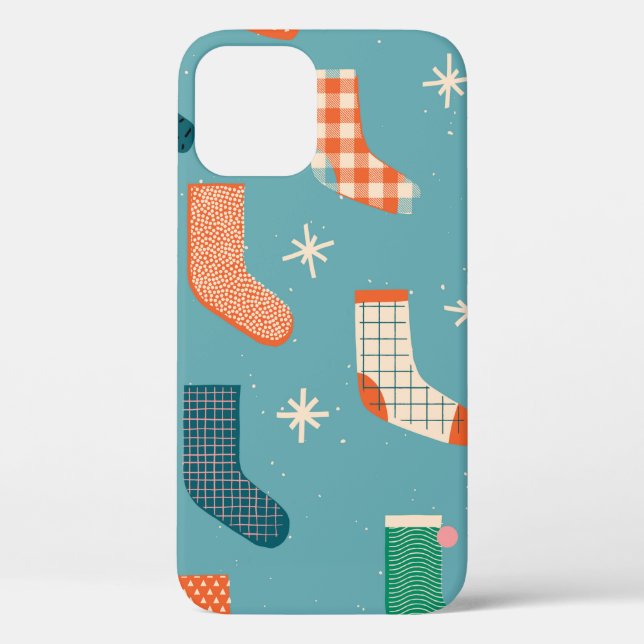 Merry Christmas socks pattern in illustration. Case-Mate iPhone Case (Back)
