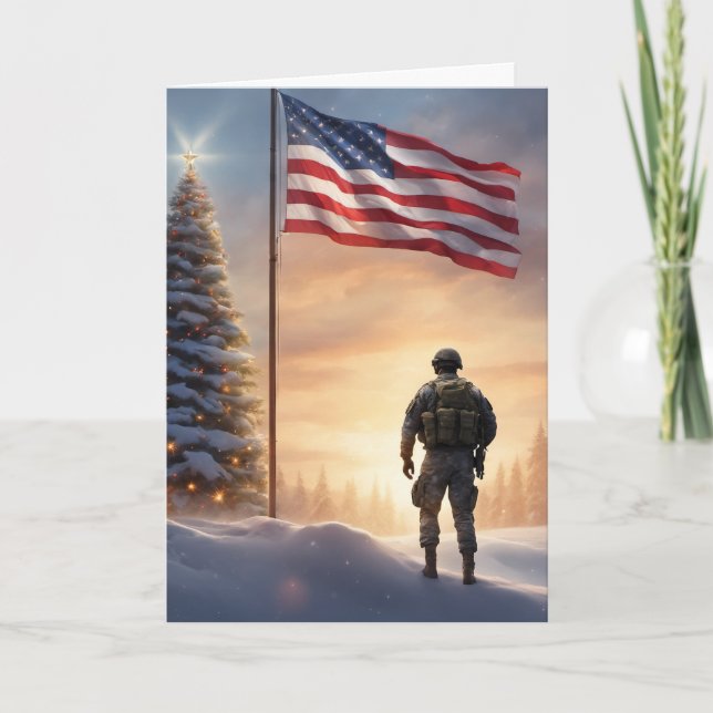 Merry Christmas Soldier - Folded Greeting Card (Front)