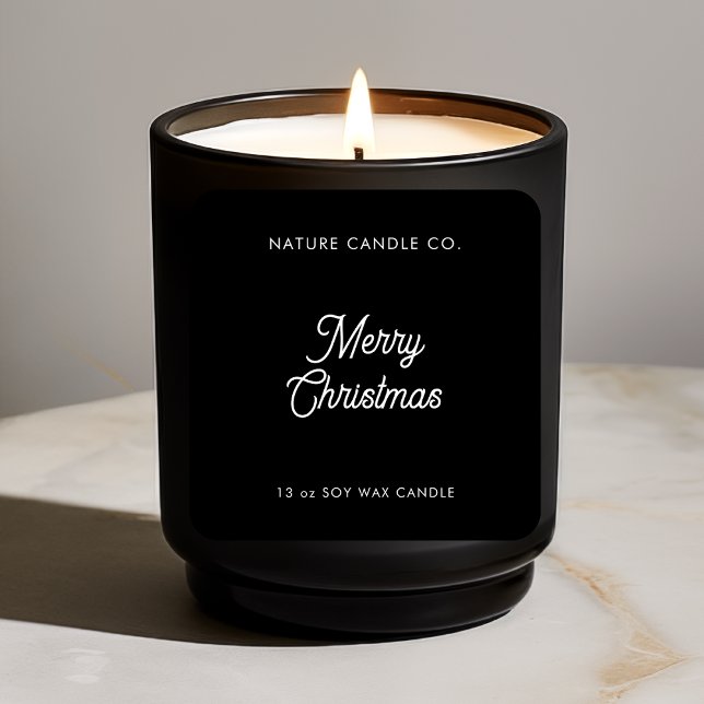 Merry Christmas Soy Candle | Classic Minimalist  Square Sticker (Creator Uploaded)