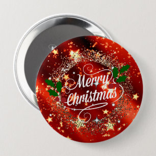 Merry Christmas, sparkle and glitter 10 Cm Round Badge