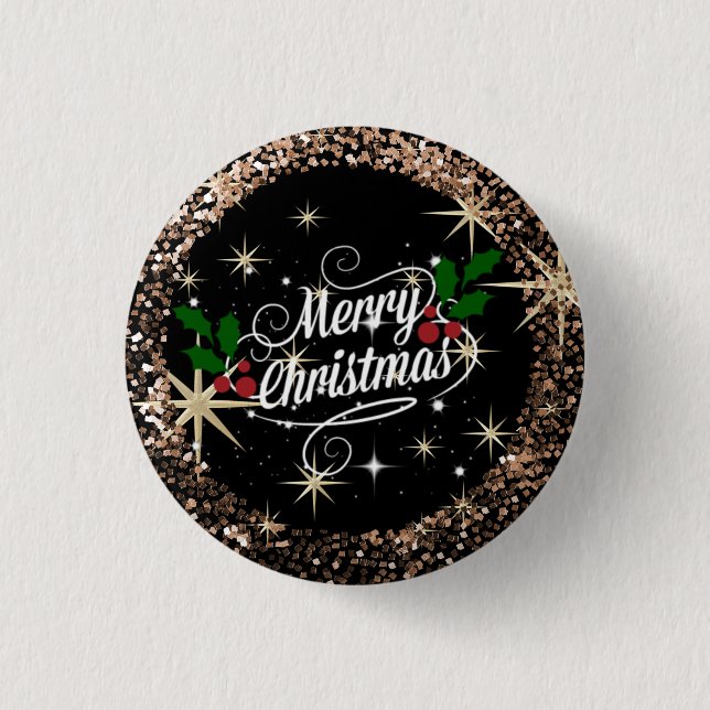 Merry Christmas, sparkle and glitter 3 Cm Round Badge (Front)