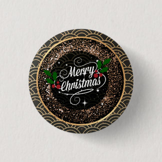 Merry Christmas, sparkle and glitter,  3 Cm Round Badge