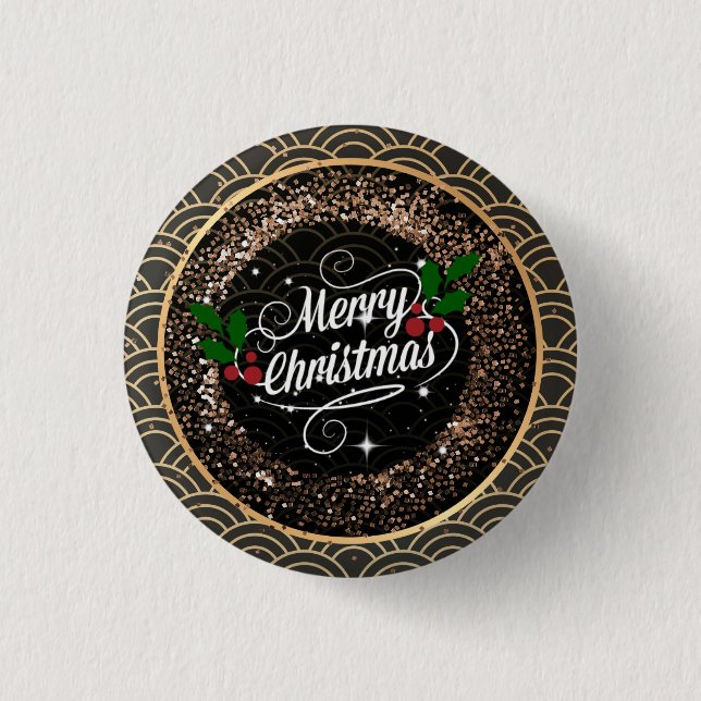 Merry Christmas, sparkle and glitter,  3 Cm Round Badge (Front)