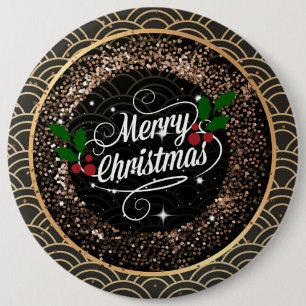 Merry Christmas, sparkle and glitter,  6 Cm Round Badge