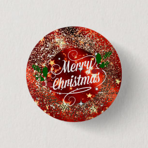 Merry Christmas, sparkle and glitter Button