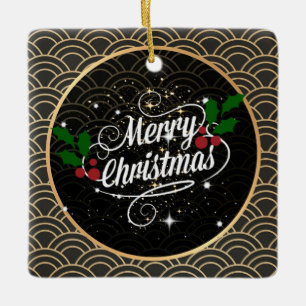 Merry Christmas sparkle and glitter, Ceramic Ornament
