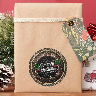 Merry Christmas, sparkle and glitter, Classic Round Sticker