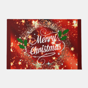 Merry Christmas sparkle and glitter holiday design Doormat