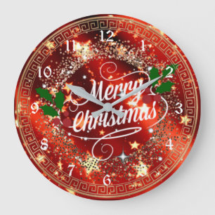 Merry Christmas, sparkle and glitter look, Large Clock