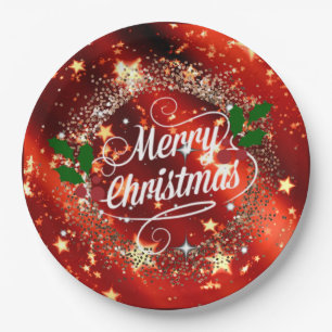 Merry Christmas sparkle and glitter Paper Plate