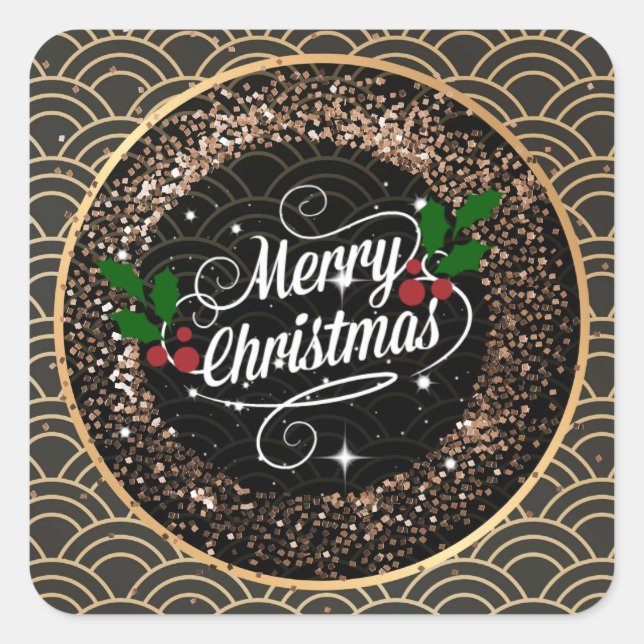 Merry Christmas, sparkle and glitter,  Square Sticker (Front)