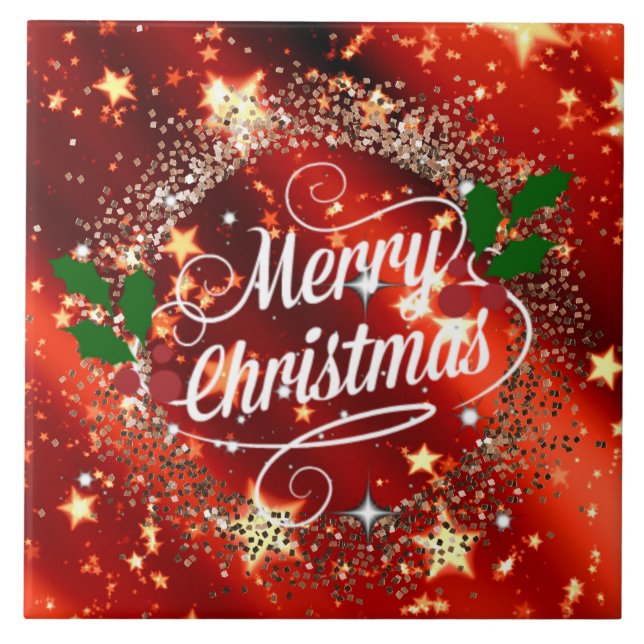Merry Christmas sparkle and shine Ceramic Tile (Front)
