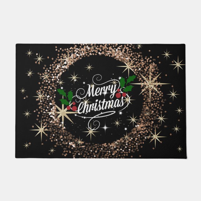 Merry Christmas sparkle and shine holiday design Doormat (Front)